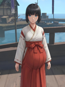 Gendou Ringo. Doncella del Santuario Narukami. Atiende la caja de papelitos d…